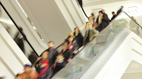 People in escalator Stock Footage 1590868