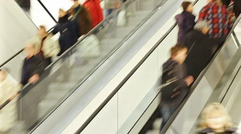 People in escalator Stock Footage 2103506