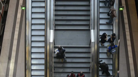 People on an escalator Stock Footage 35341309