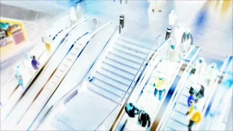 People on escalators X-Ray effect Reversed Motion Stock Footage 231436168