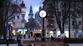 People on the evening street in Ternopil city, Ukraine HD Footage