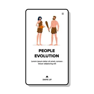 People Evolution Primitive Man And Woman Vector Stock Illustration