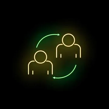 People exchanging information, connecting, and networking with neon lines 스톡 일러스트