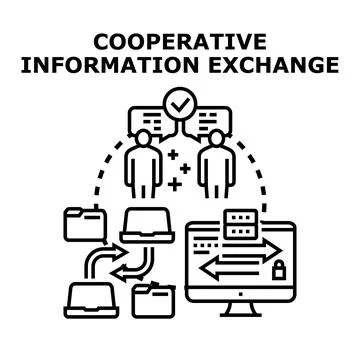 People exchanging information, cooperating on data flow イラスト素材