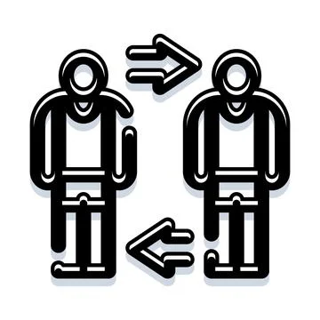 People exchanging information icon with arrows Stock Illustration