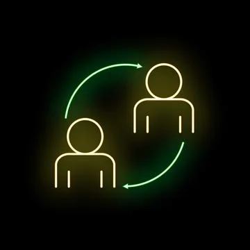 People exchanging information neon light glow Illustrazione stock
