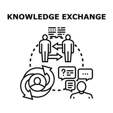 People exchanging knowledge and information through communication loop Ilustração Stock