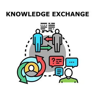 People exchanging knowledge and information through communication loop Ilustração Stock