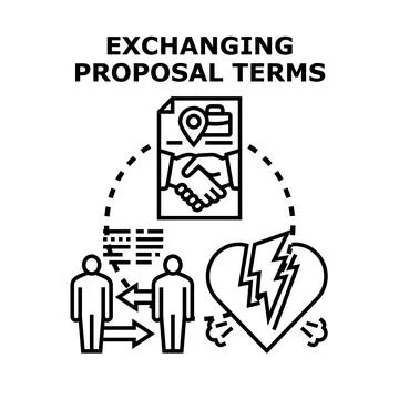 People exchanging proposal terms and breaking relationships Stock Illustration