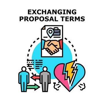 People exchanging proposal terms and breaking relationships Stock Illustration