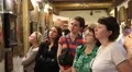 People at excursion inside Radomysl Castle, the museum of Ukrainian home icons HD Footage