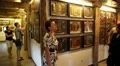 People at excursion inside Radomysl Castle, the museum of Ukrainian home icons HD Footage