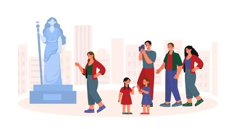 People at excursion vector Stock Illustration