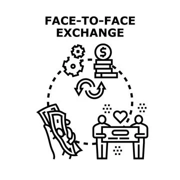 People executing face to face exchange transaction process Stock Illustration