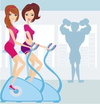 People exercise in the gym Stock Illustration