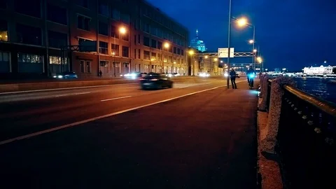 People exercise at night on a bicycle Stock Footage 85246862