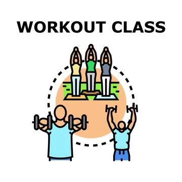 People exercising and training in group workout class Stock Illustration