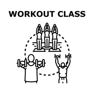 People exercising and training in group workout class Stockillustratie