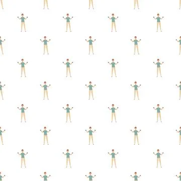People exercising with dumbbells seamless pattern for fitness Stock Illustration