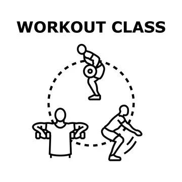 People exercising during workout class with fitness equipment Stock Illustration