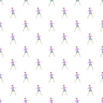 People exercising flat cartoon seamless pattern background Stock Illustration