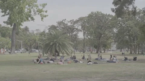People exercising in a green park in Buenos Aires, Argentina Stock-Footage 345140523