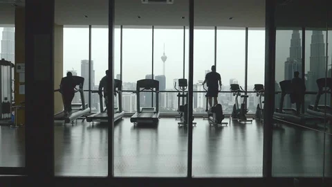 People Exercising in Gym Stock Footage 86184542