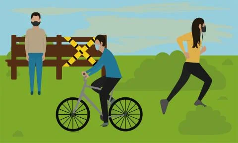 People exercising in the park Ilustración de archivo
