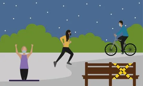 People exercising in the park Ilustración de archivo