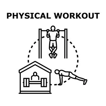 People exercising performing various physical workout activities Stock Illustration