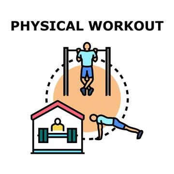 People exercising performing various physical workout activities Stock Illustration