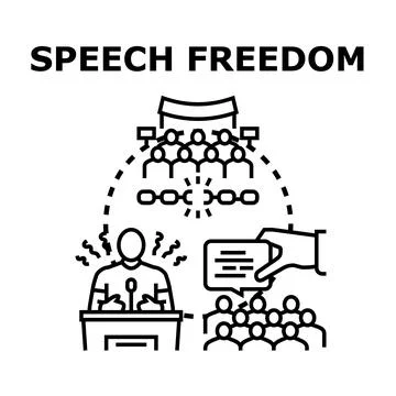 People exercising speech freedom breaking chains of censorship Stock Illustration