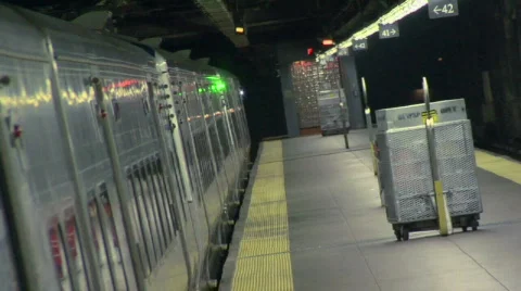 People exit commuter train Stock Footage 844922