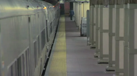 People exit commuter train Stock Footage 844924
