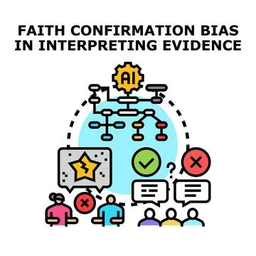 People experiencing confirmation bias interpreting digital evidence Stock Illustration