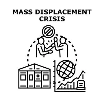 People experiencing forced migration and humanitarian emergencies Stock Illustration