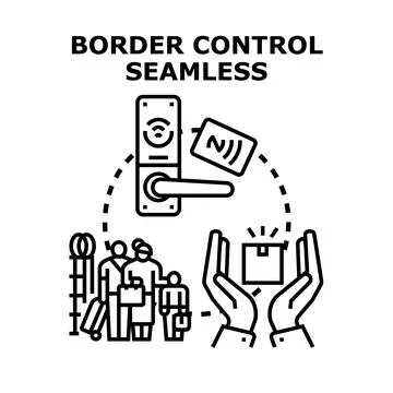 People experiencing seamless border control and smart access Stock Illustration
