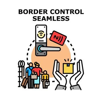 People experiencing seamless border control and smart access Stock Illustration