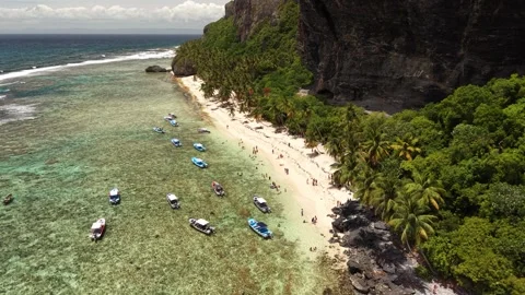 People Exploring Fronton Beach in Las Galeras-14 Stock Footage 337439560