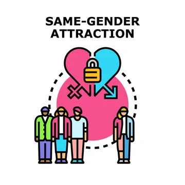 People exploring same gender attraction concept illustration Illustrazione stock