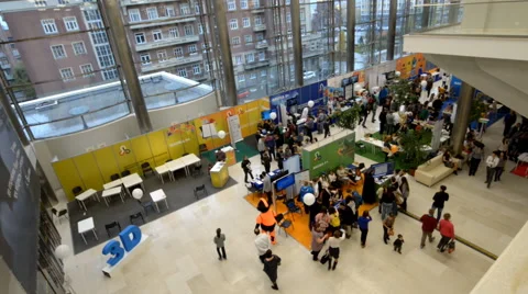 People in the exposition hall Stock Footage 42613112
