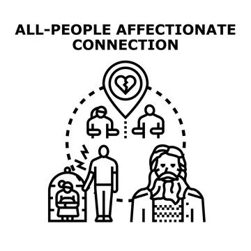 People expressing affectionate connection concepts and broken relationships Stock Illustration