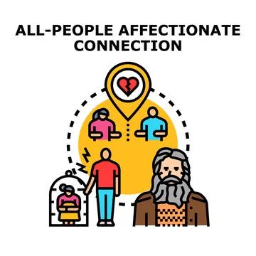People expressing affectionate connection concepts and broken relationships Stock Illustration