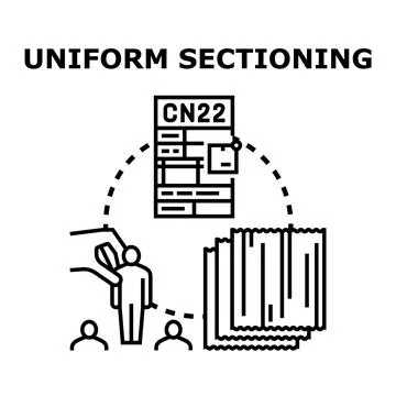 People, fabric samples, and cn22 document for uniform sectioning Stock Illustration