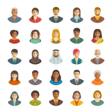 People faces avatars flat vector icons 스톡 일러스트