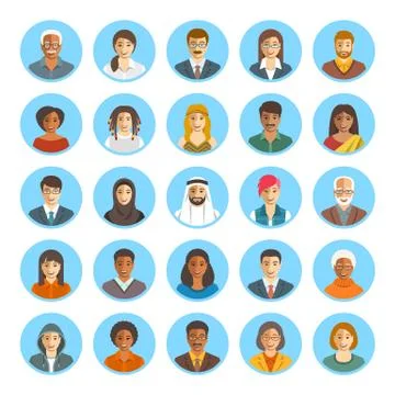 People faces avatars flat vector icons Illustrazione stock