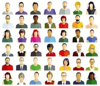 People faces portrait, illustration Stock Illustration
