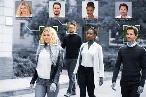 People Faces Recognized With Intellectual Learning System 스톡 사진