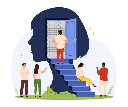 People Facing Closed Mind and Barriers Concept 스톡 일러스트