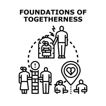 People facing relationship problems building together foundations Stock Illustration